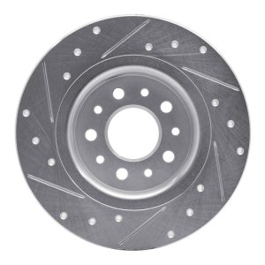 Fiat 500L Brake Rotor (1) - Rear Right - R1 Concepts - Drilled & Slotted - Silver - `14-`19